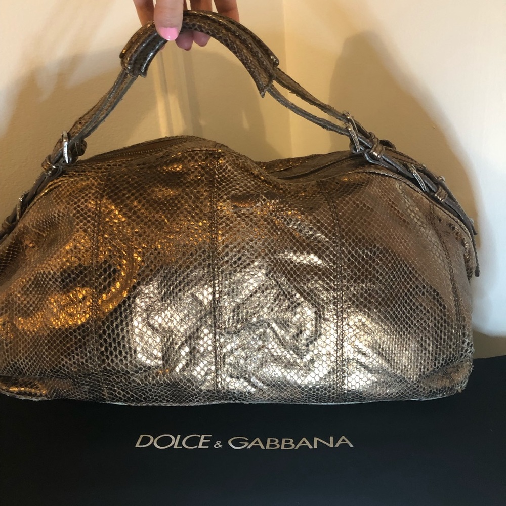 Dolce & Gabbana Miss Bunny Metallic Snake Satchel